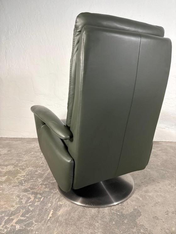 Image 1 of Leather recliner swivel easy chair 