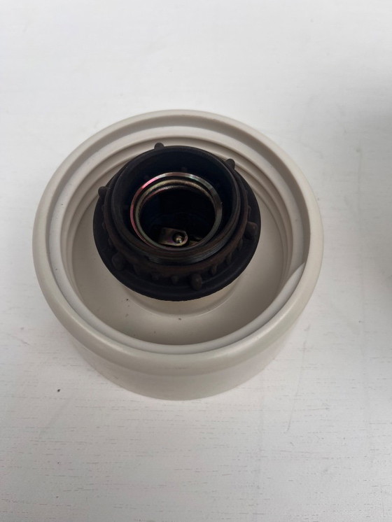 Image 1 of Vintage witte bollamp met goud bruin patroon bloemen