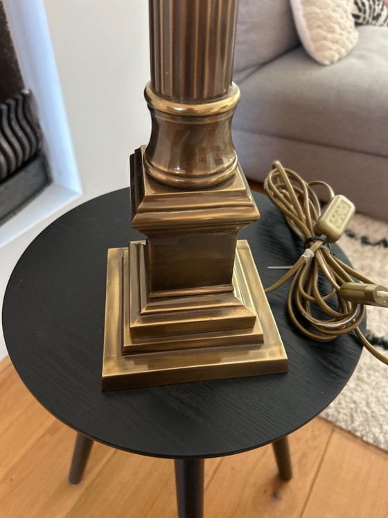Lampada da tavolo in ottone colonna XXL (85 cm), stile Hollywood-Regency, Lampade da tavolo, Dorato, Klassiek (foto 4 di 5)