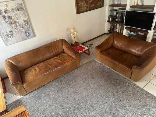 2x De Sede DS47 (2 and 3-seater) in neck leather
