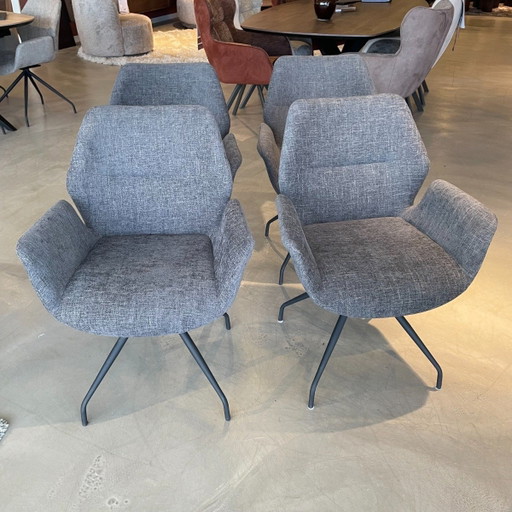 4x Vallate - Dark grey fabric – Pronto Wonen, eetkamerstoelen, Plastic, Textile