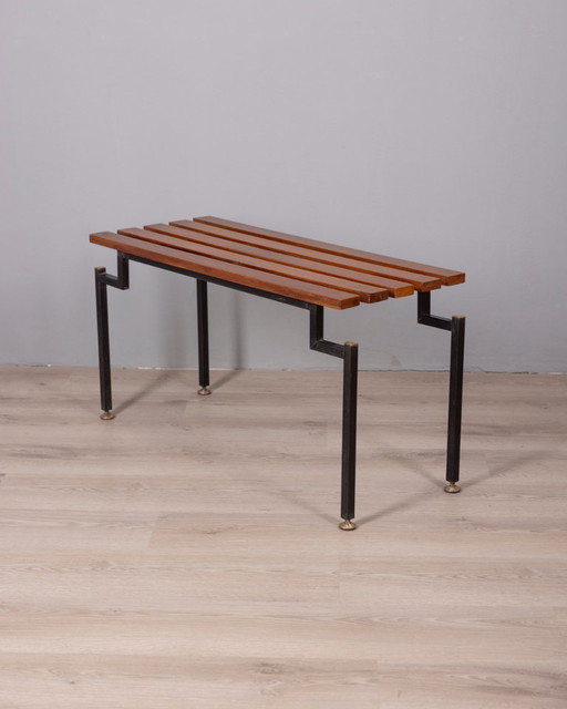 Vintage 1960s Teak Wood Bench with Italian Design