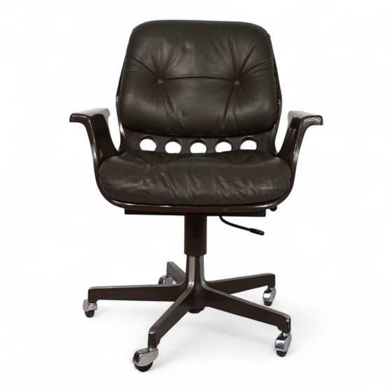 Image 1 of Stoll Giroflex 7112 Space Age leather office chair by Martin Stoll, 1970
