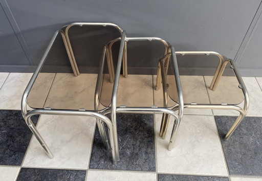 Glass nesting set of tables 1970s