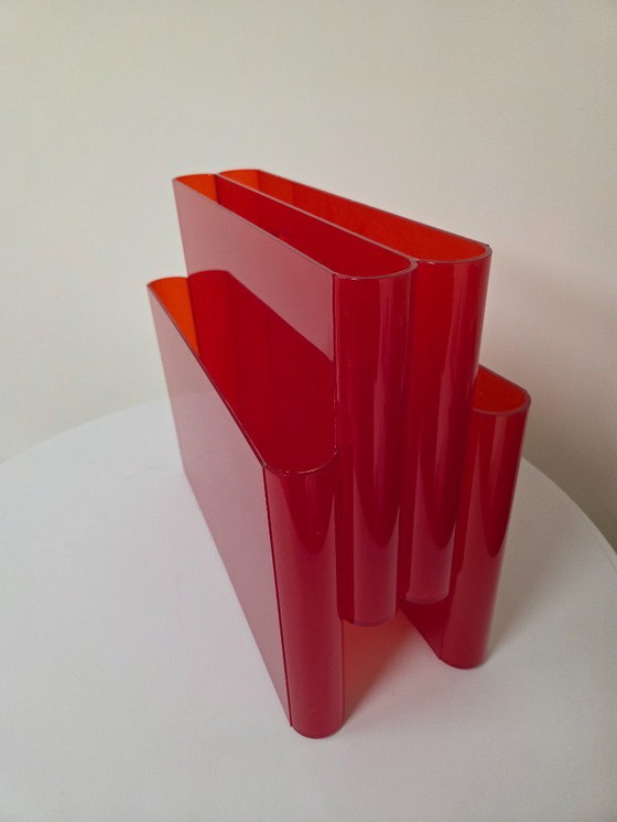 Image 1 of Kartell Zeitschriftenhalter 4676 Orange Rot von Giotto Stoppino