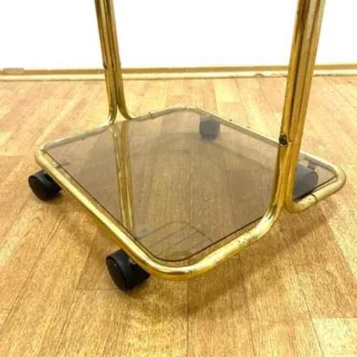 Retro Chromed Serving Table on Wheels, 1970s, Czechoslovakia