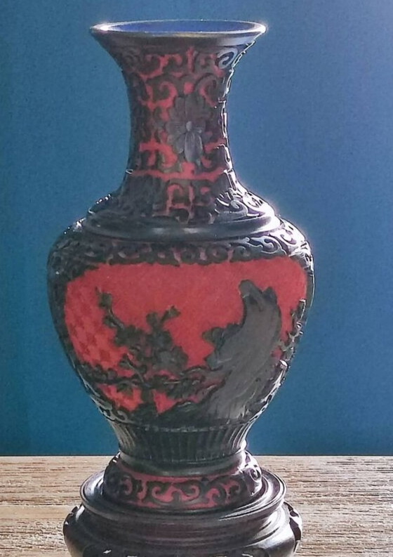 Image 1 of Cinnabar vase duo