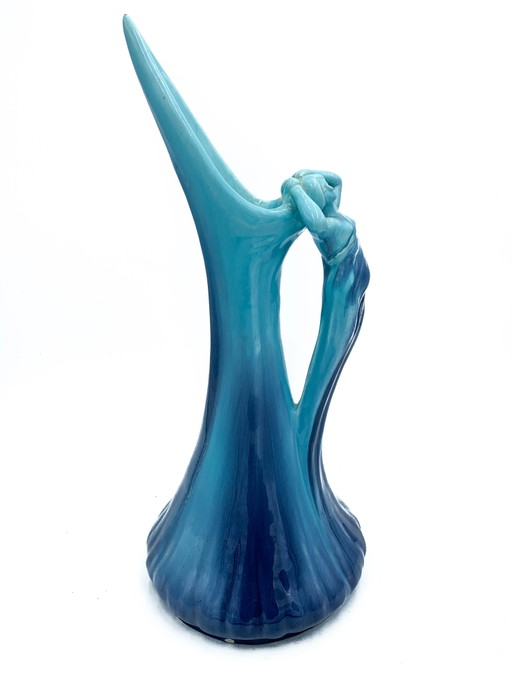 1950s Vallauris Blue Ceramic Jug