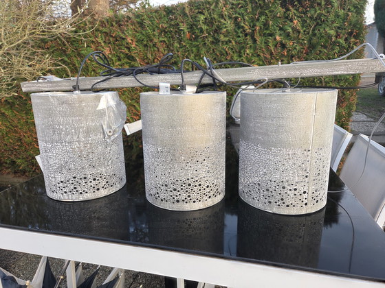 Image 1 of Suspension cylindrique | 3 lumières | Ø 20 cm | Gris | 100 x 20 x 150