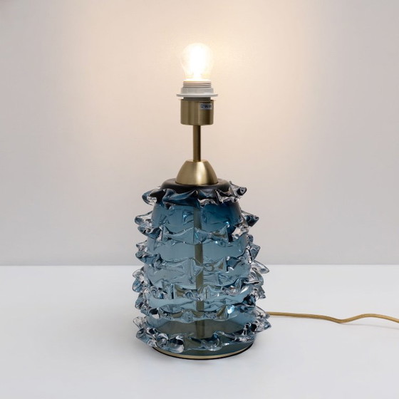 Pair of Blue Rostrato Murano Glass Table Lamps (photo 6 of 6)