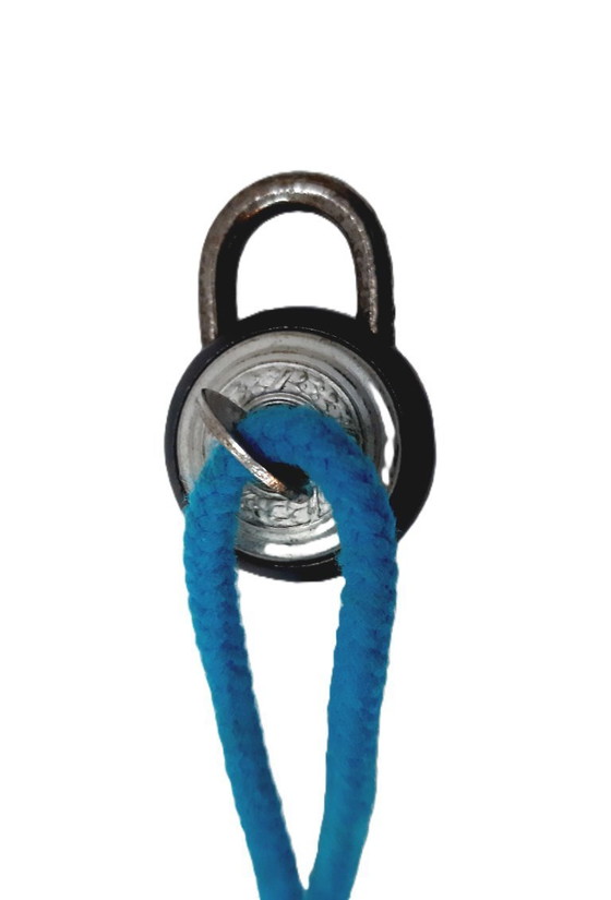 Image 1 of Vintage small round padlock with key