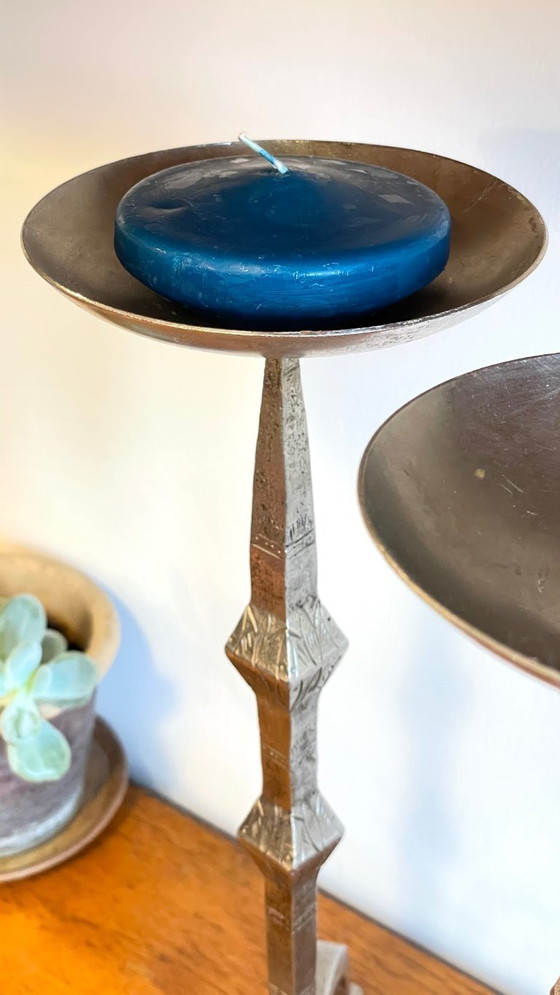 Image 1 of White Metal Candlesticks by Point à la Ligne PARIS