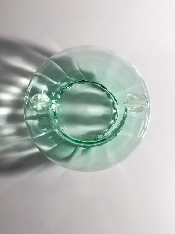 Image 1 of Cendrier en verre italien / Vide Poche vert turquoise années 1950, soufflé à la bouche