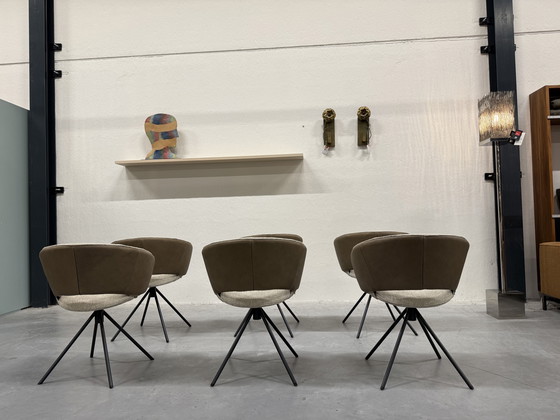 Image 1 of 6 Label van den Berg Lola Draai Chaises de salle à manger cuir tissu