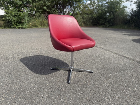 1970s Space Age Chrome Red Swivel Lounge Chair – Side chairs, Textile (photo 7 of 7)