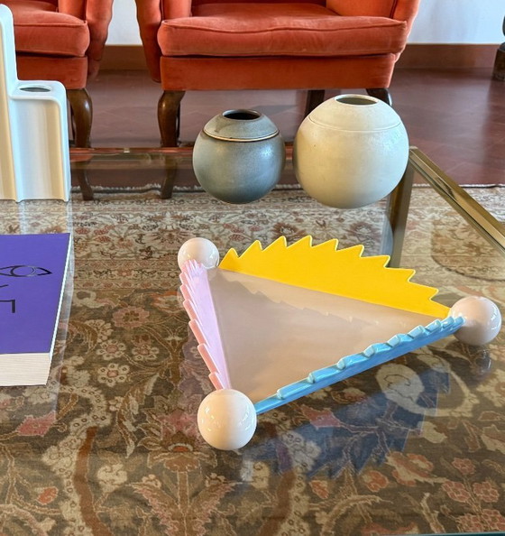 Image 1 of Postmodern ceramic centerpiece / vide poche mod. "Parana" 1st edition, Masanori Umeda, Memphis Milan Italy 1983