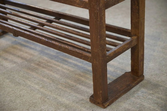 Jaren 50 iepenhouten schoenenkast – Wandrek, Vintage (photo 4 of 12)