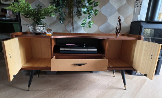 Mid-century Vintage kaptafel/tv meubel/stereokast – rockabilly, tv-meubelen, Wood (photo 6 of 15)