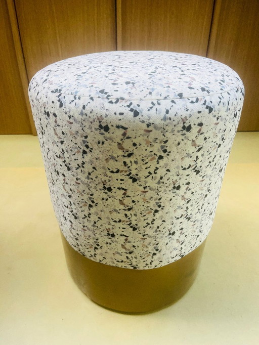 2x sgabello in tessuto + fascia in metallo