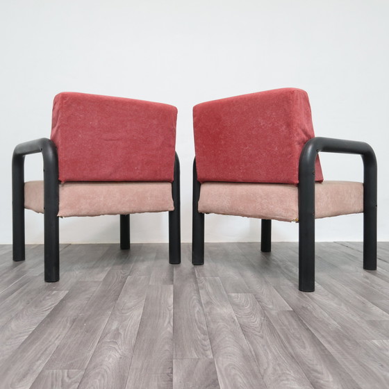 Image 1 of Paar postmoderne Memphis-stijl fauteuils uit de jaren 80, modern design