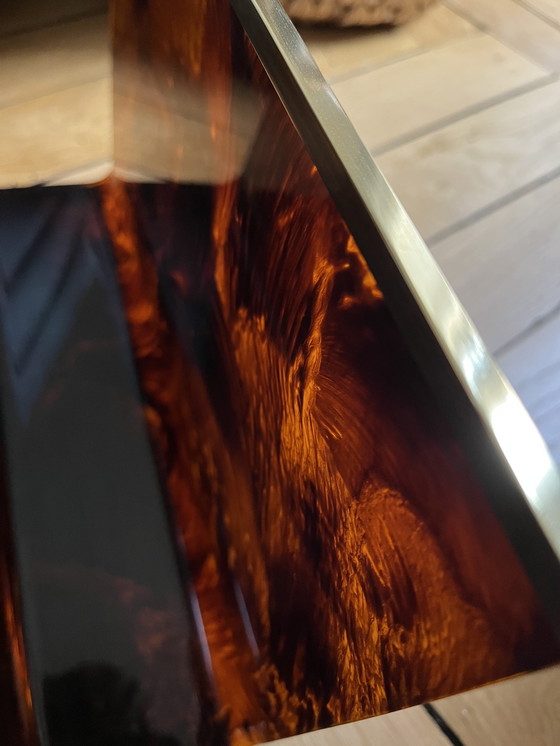 Image 1 of Portariviste vintage in plexiglass tartarugato e ottone — anni '70