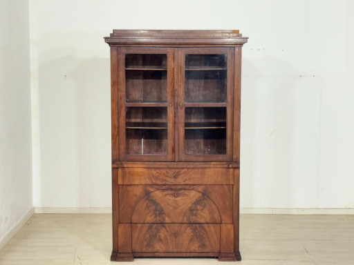 Vitrina antigua de nogal Biedermeier / vitrina con frente de vidrio / período Gründerzeit