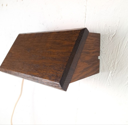 Applique vintage brutalista in legno marrone scuro anni '70