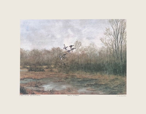 Emmanuel FRACHON Mallards on the Causeway screenprint 1994