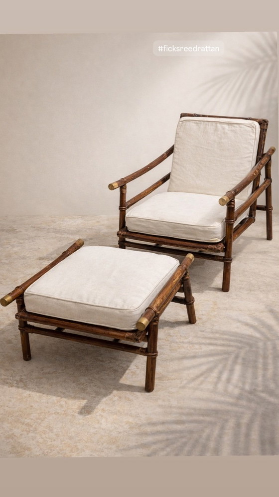 Image 1 of Paire de fauteuils et ottomans John Wisner Far Horizons – Ficks Reed, 1954