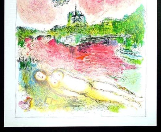 Image 1 of "Vue Sur Notre Dame" Lithograph by Marc Chagall 1981