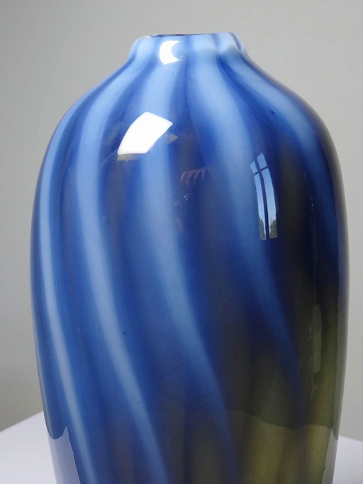 Vintage Perenvaas Rookglas Bekleed met Opaline Murano Zeepbel