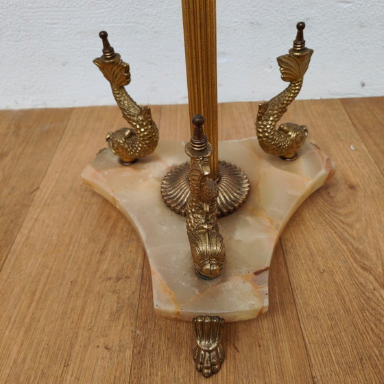 Image 1 of Brass and marble rococo standing coat rack Hollywood Regency hall tree