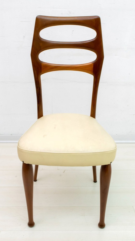 Image 1 of Sechs Vittorio Dassi Mid-Century Modern Italienische Mahagoni-Esszimmerstühle, 1950er Jahre