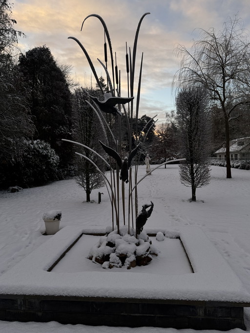 Unique Bronze Garden Sculpture "Birds in the Reeds" – Wim Kömhoff