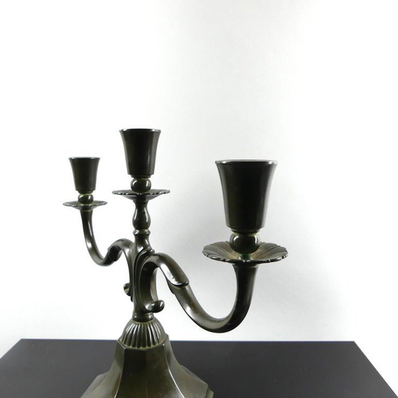 Image 1 of Just Andersen Art Deco kandelaar, discometaal, model 155