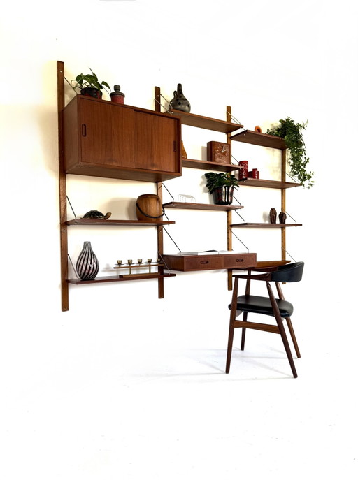 Système mural modulaire vintage en teck, Danemark, années 60