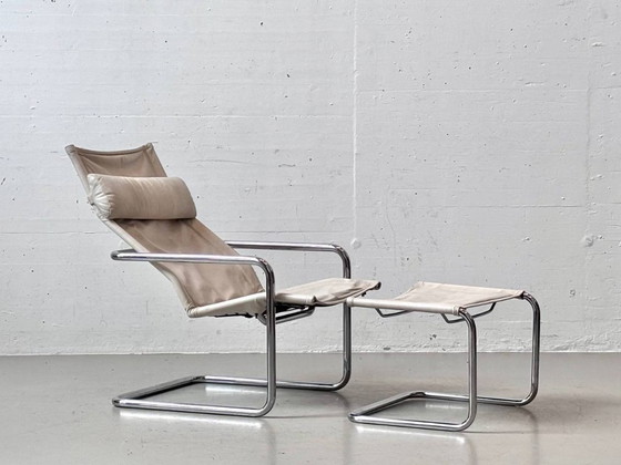 Fauteuil Cantilever Vintage Heinrich Pfalzberger avec Ottoman, Suisse – Leather (photo 12 of 16)