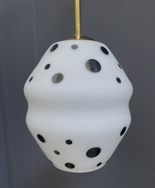 White with black dots pendant lamp 1960s 