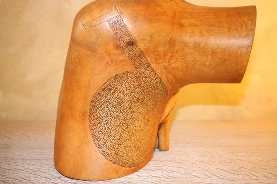 Image 1 of Sculpture aborigène abstraite en bois sculpté et gravé du Mid Century