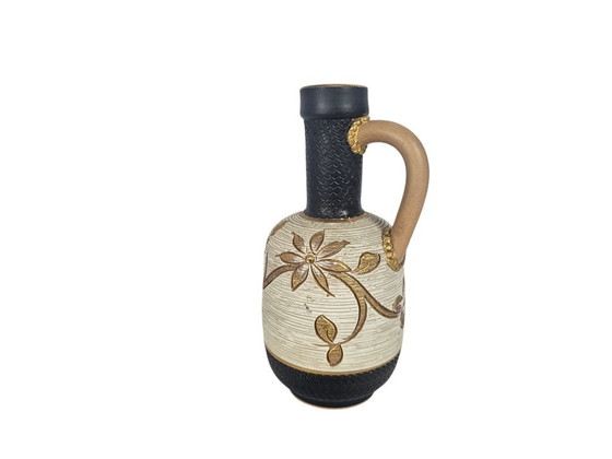 Image 1 of Fratelli Fanciullacci | Sgraffito | ear vase | gilded leaves | 1970s
