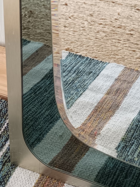 Image 1 of Specchio bisellato in alluminio spazzolato del 1970