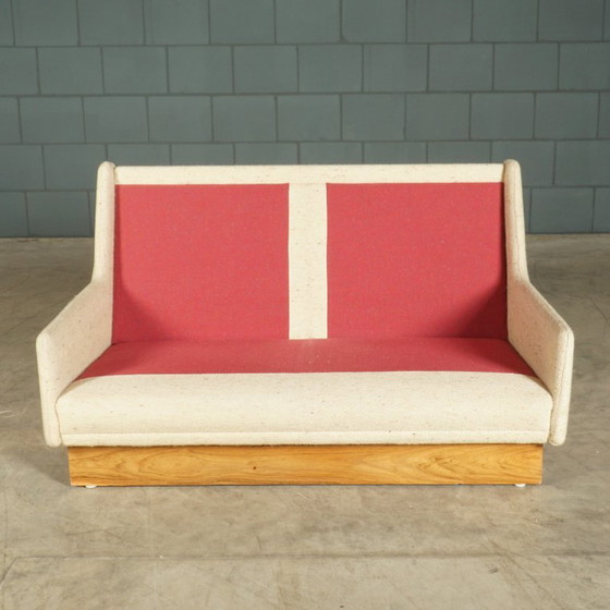 Vintage two-seater sofa – beige fabric – 1960s – 2 seaters, Textile (photo 14 of 16)