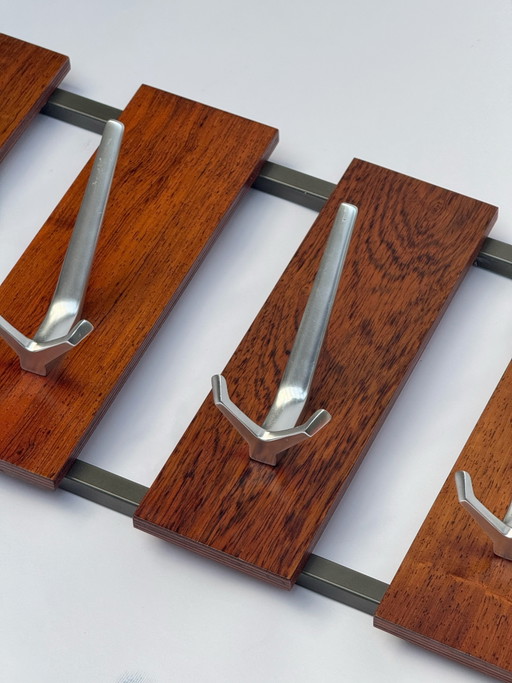 Appendiabiti da parete vintage | Palissandro, legno e cromo | Stile Pasto | Anni '60/'70