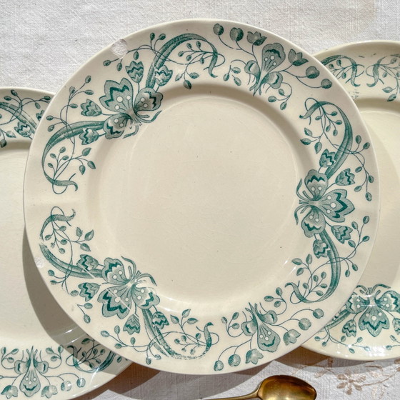 Set of 6 Small Antique Ironstone Plates "Figuig" – Longchamp 19th Century – Crockery (photo 8 of 14)