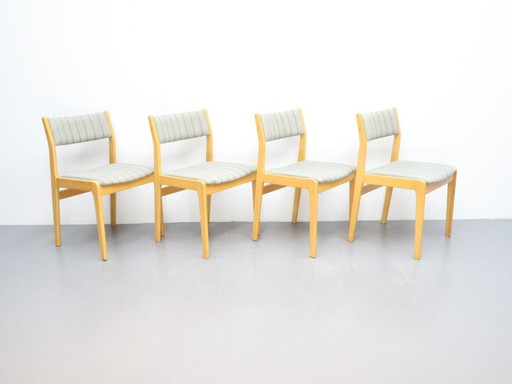 Vintage Esszimmerstühle / Eichenstoff / Gelbgrau / 4er-Set Farstrup