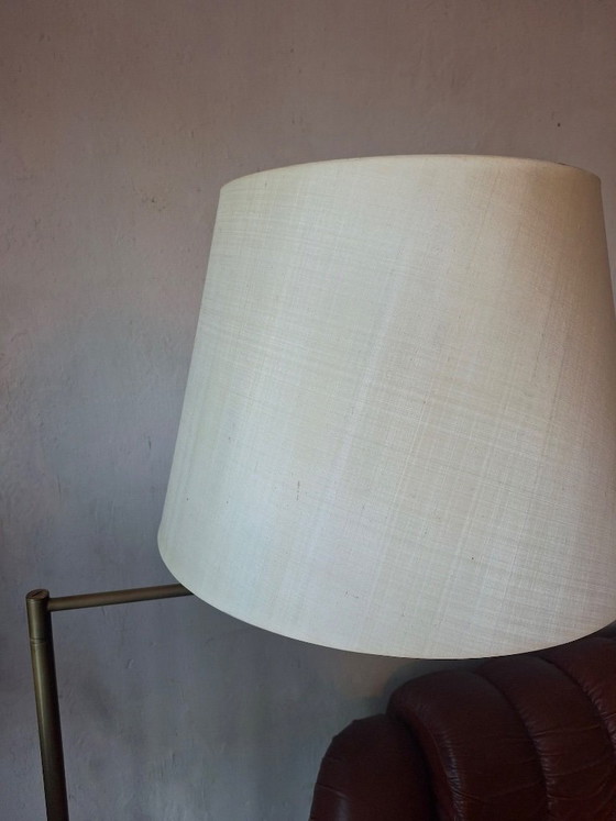 Image 1 of Walter von Nessen Brass Floor Lamp with Multi-Adjustable Swivel Arm and Uplight, USA 1960s