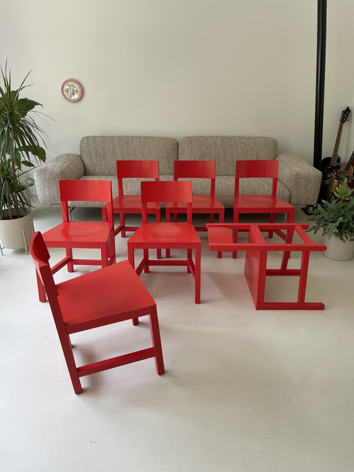 7x AVL Shaker chairs in red. Moooi Lensvelt