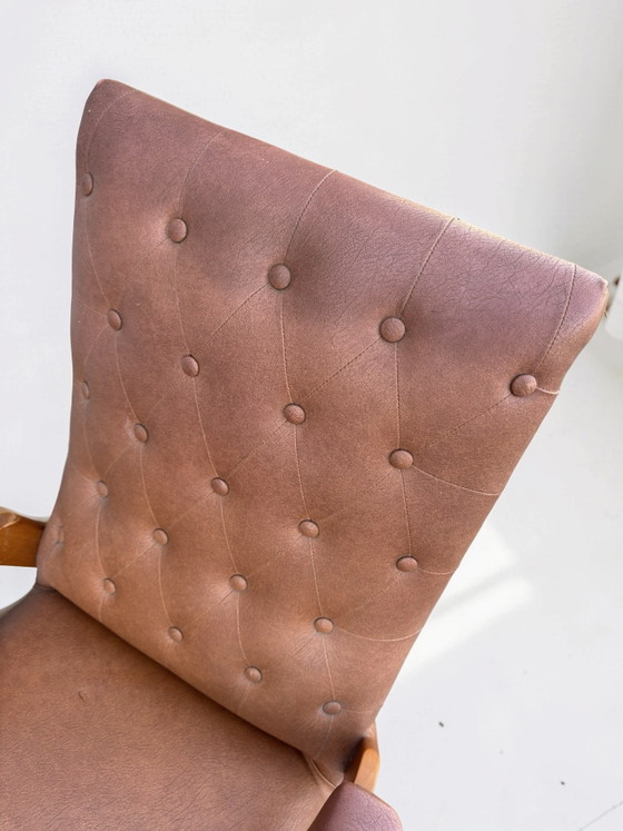 Image 1 of Vintage fauteuil lichtbruin skai leer