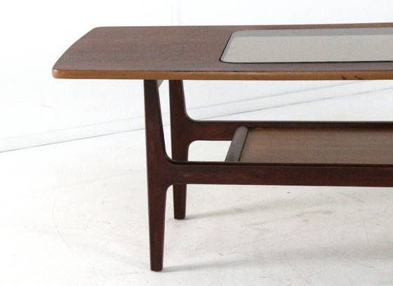Image 1 of Vintage coffee table with glass and magazine rack 'Bristol'