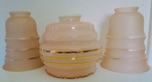 3x Vintage Opaline Lampshades.